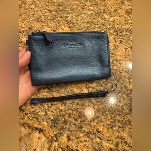 Coach Double Zip Corner Wristlet/Wallet Black
